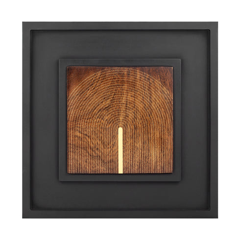 Wooden Wall Art with Modern Geometric Brass Design